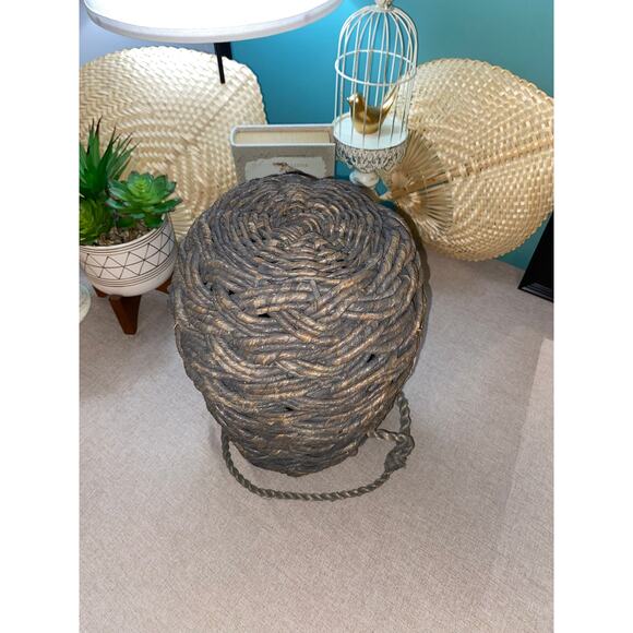 Hanging Large Braided Rustic Decor Basket Perfect for Boho Country Western Looks - Picture 5 of 7